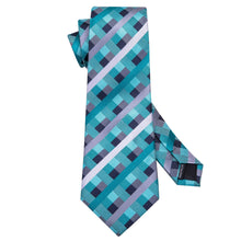 Luxury Blue Grey Plaid Single Tie