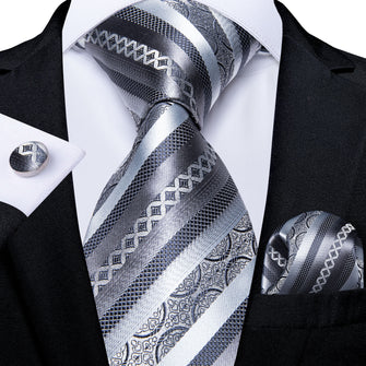 Grey Striped Necktie