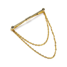 Dibangu Golden Metal Tie Collar Pin With Chain