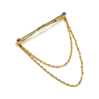 DiBanGu Golden Metal Tie Collar Pin With Chain