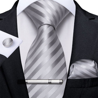 Grey Striped Men's Tie