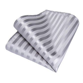 Dibangu Silver Striped Silk Pocket Square