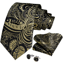 Attractive  Men's Black Yellow floral Tie Set (1725431414826)