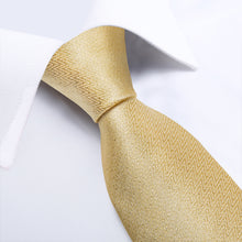 Beautiful Men's Golden Tie Pocket Square Cufflinks Set (1726996021290)