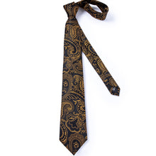 Black Gold paisley silk tie set for mens suit tie hanky cufflinks