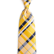 Yellow Blue Plaid Men's Tie Handkerchief Cufflinks Set (1931664687146)