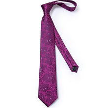 Purplish Red Paisley Men's Tie Handkerchief Cufflinks Set (1932232687658)