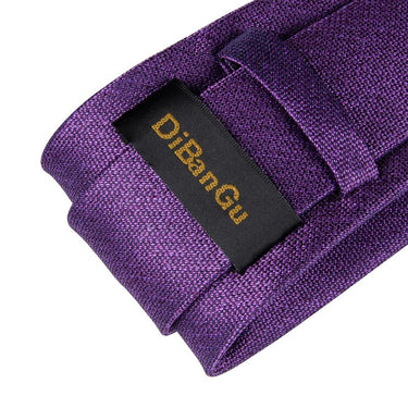 Purple Solid Men's Tie Handkerchief Cufflinks Set (1932389187626)