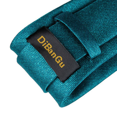 Dark Green Solid Silk Men's Necktie Handkerchief Cufflinks Set With Lapel Pin Brooch Set (4666054148177)