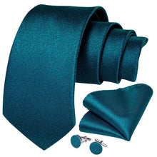 Dark Green Solid Tie Handkerchief Cufflinks Set With Wing Lapel Pin Set