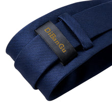 Blue Solid Men's Tie Handkerchief Cufflinks Clip Set (4690589548625)