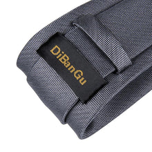 Silver Gray Solid Men's Necktie Handkerchief Cufflinks Set With Lapel Pin Brooch Set