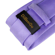 Purple Solid Men's Tie Handkerchief Cufflinks Set (1932407111722)