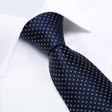 Blue  Polka Dot Men's Tie Handkerchief Cufflinks Set