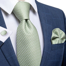 Polka Dot Silk Mens Cyan Green skinny ties Handkerchief Cufflinks Set