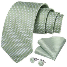 Novelty Men's green wedding ties Handkerchief Cufflinks Set