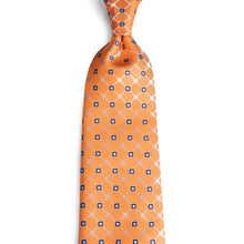 Orange Blue Plaid Men's Tie Handkerchief Cufflinks Set (1932432408618)