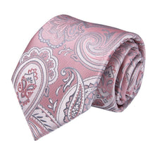 Pink Grey Paisley  Men's Tie Handkerchief Cufflinks Set (1965322534954)