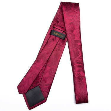 Amaranth Red Paisley  Men's Tie Handkerchief Cufflinks Set (1965323386922)