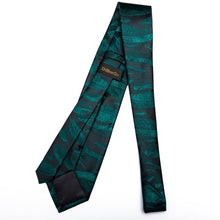 Black Green Feather Novelty Men's Tie Handkerchief Cufflinks Set (1965324304426)