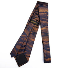 Blue Brown Feather Novelty Men's Tie Handkerchief Cufflinks Set (1963451711530)