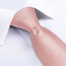 Pink Rhinestone Plaid Silk Men's Necktie Handkerchief Cufflinks Set With Lapel Pin Brooch Set