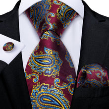 Purple Blue Paisley Men's Tie Handkerchief Cufflinks Set