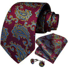 Purple Blue Paisley Men's Tie Handkerchief Cufflinks Set