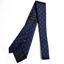 Blue White Plaid Tie Handkerchief Cufflinks Set