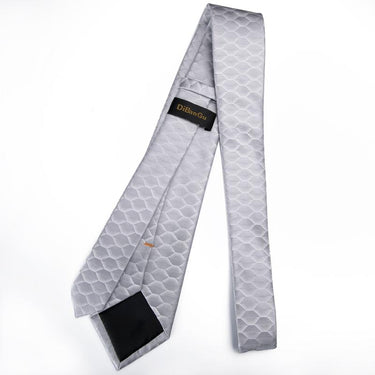 White Diamond Plaid Men's Tie Handkerchief Cufflinks Set (1967843409962)
