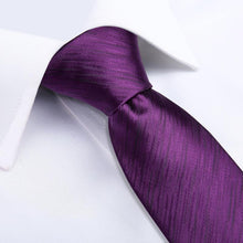 Purple Solid Silk Men's Necktie Handkerchief Cufflinks Set With Lapel Pin Brooch Set (4666068041809)