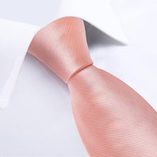 New Solid Coral  Men's Necktie Handkerchief Cufflinks Set With Lapel Pin Brooch Set