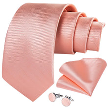 New Solid Coral Tie Pocket Square Cufflinks Set (4601252053073)