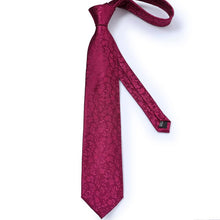 Burgundy Floral Tie Pocket Square Cufflinks Set (3954322931754)