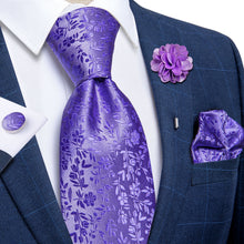 Lavender Purple Floral Tie Men's Silk Necktie