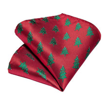Xmas Red  Men's Tie Pocket Square Cufflinks Set (4422955597905)