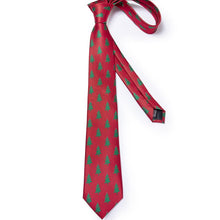 Xmas Red  Men's Tie Pocket Square Cufflinks Set (4422955597905)