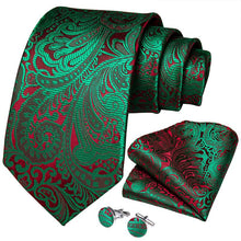 Red Tie Green Paisley Tie Mems Silk Tie and necktie ring for suit