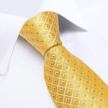 New Novelty Yellow Geometry Tie Pocket Square Cufflinks Set (4601454723153)