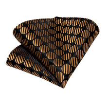 Brown Black Polka Dot Tie Pocket Square Cufflinks Set (4536096981073)