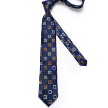 New Novelty Blue Black Orange White Geometry Tie Pocket Square Cufflinks Set (4601484607569)