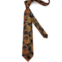 Black Brown  Floral Tie Pocket Square Cufflinks Set (4536091377745)