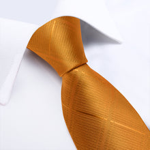 New Attractive Yellow Plaid Tie Pocket Square Cufflinks Set (4601259688017)