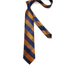 Blue Yellow Plaid Men's Tie Handkerchief Cufflinks Set (4468080377937)