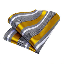 Dibangu Black Yellow Striped Silk Pocket Square