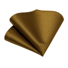 New Solid Golden Tie Pocket Square Cufflinks Set (4601550831697)