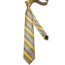 Yellow Blue  Floral Tie Pocket Square Cufflinks Set (4536100094033)