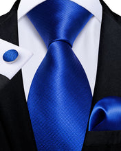 Novelty Blue Men's Tie Handkerchief Cufflinks Set