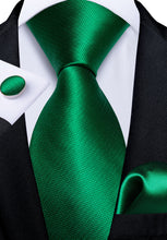 Novelty Green Men's Tie Handkerchief Cufflinks Set