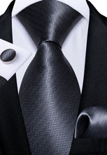 Novelty Dark Grey Men's Tie Handkerchief Cufflinks Set